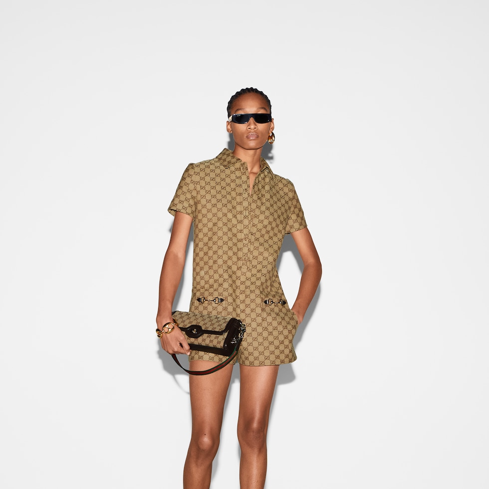 オリジナルGGキャンバス ジャンプスーツ ・キャメル＆エボニー