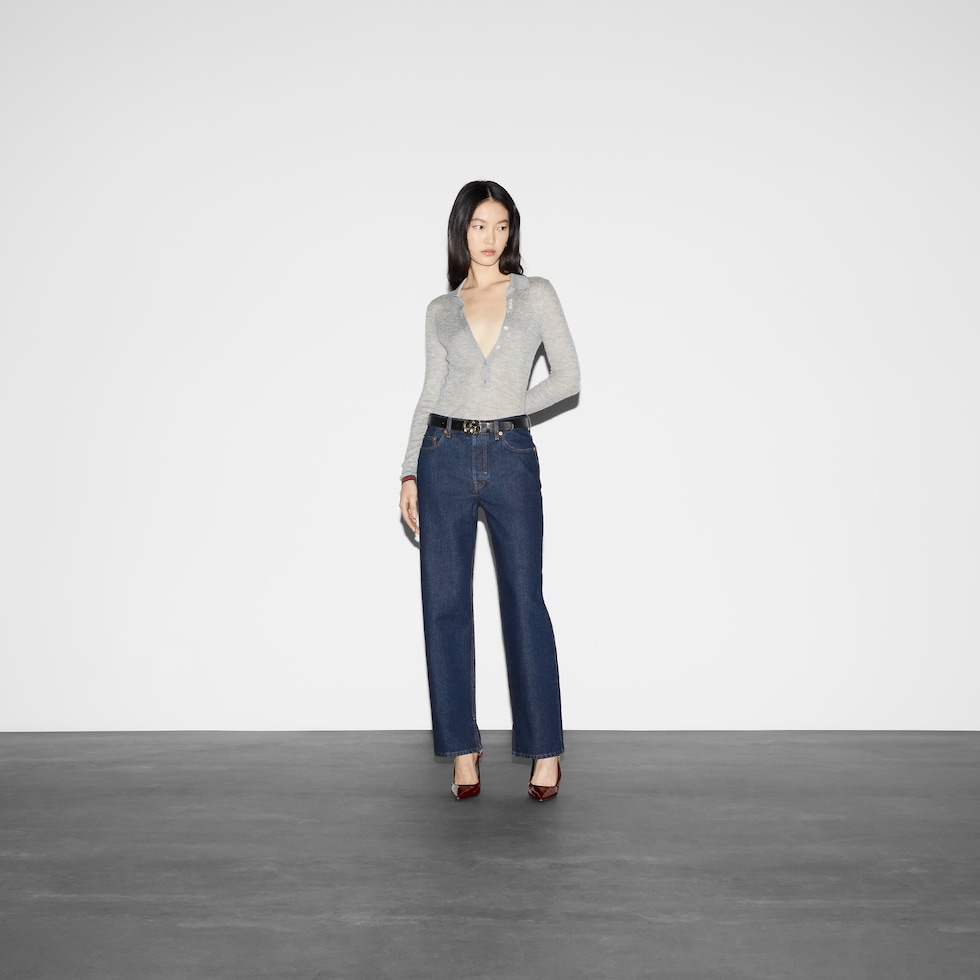 新品タグ付き ダークブルー ストレートデニム　グッチ 新品タグ付きGUCCI ダークブルーストレートデニム48 - メルカリ