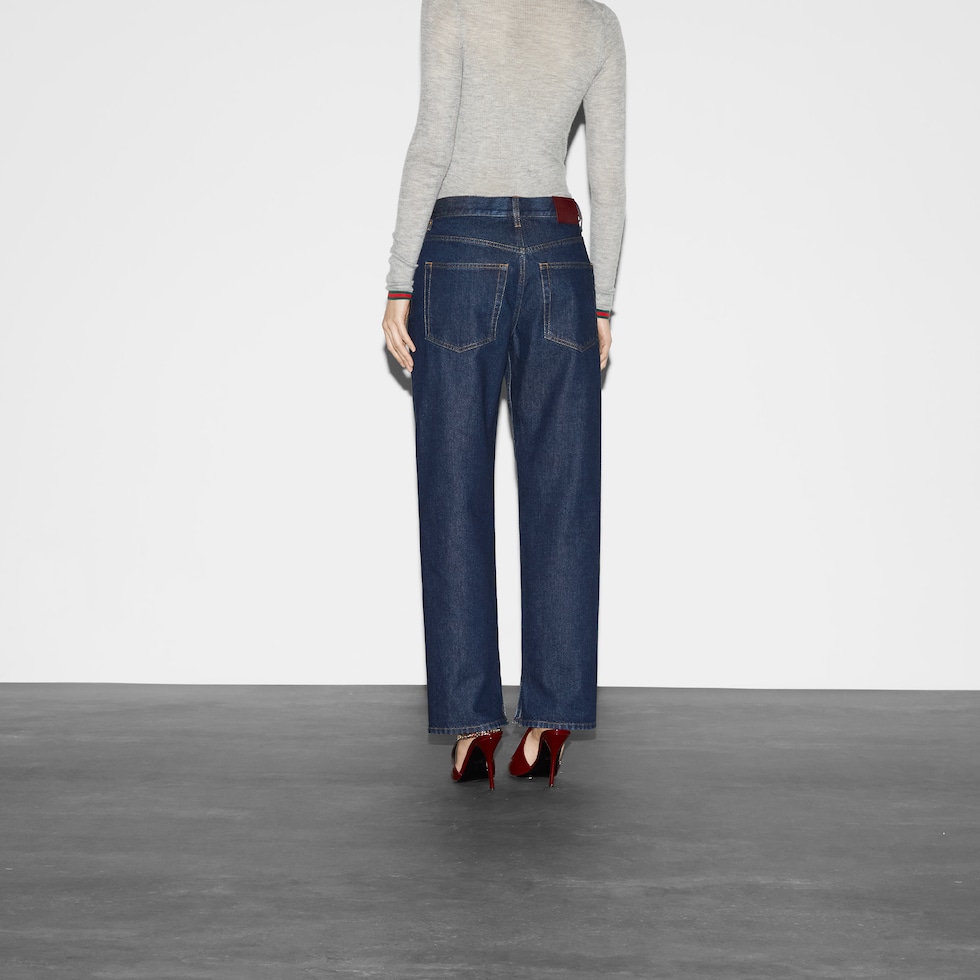 新品タグ付き ダークブルー ストレートデニム　グッチ 新品タグ付きGUCCI ダークブルーストレートデニム48 - メルカリ