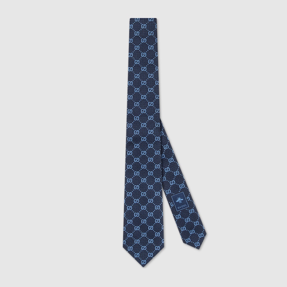 Gucci Men’s 100% Silk Vintage Navy & Light outlets Blue Checkered Luxury Tie