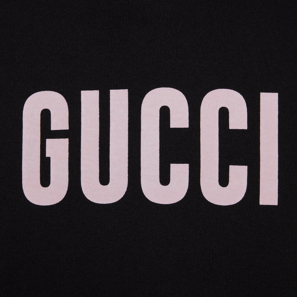 Cotton jersey printed sweatshirt in black | GUCCI® US