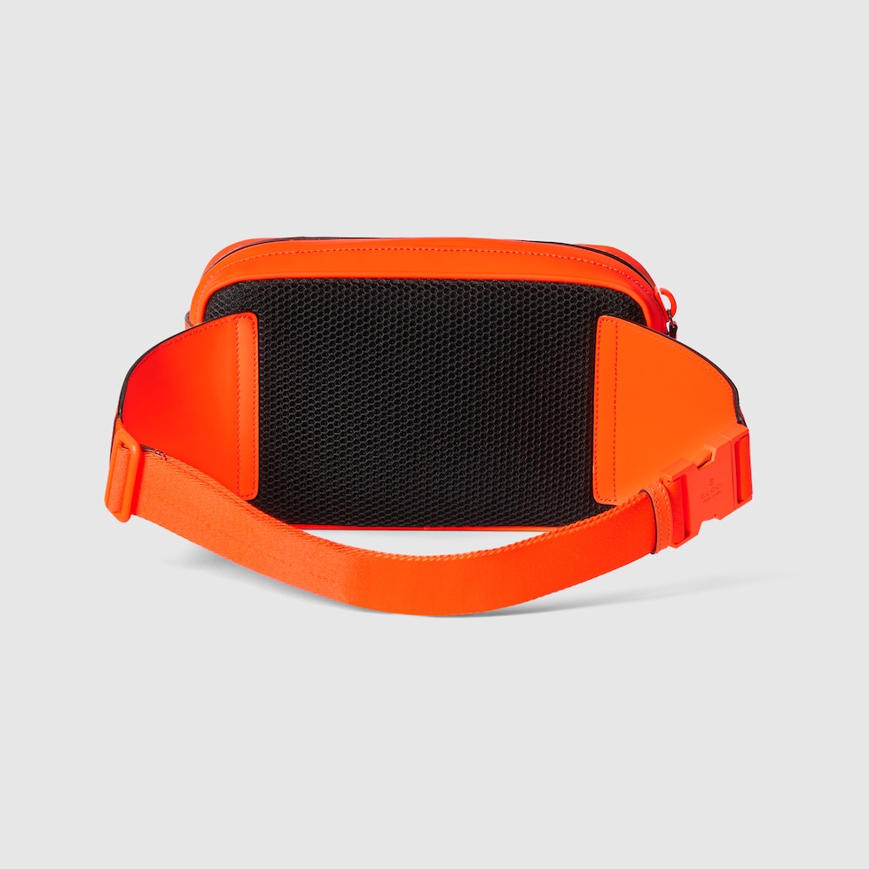 GG rubber-effect belt bag in bright orange leather | GUCCI® US