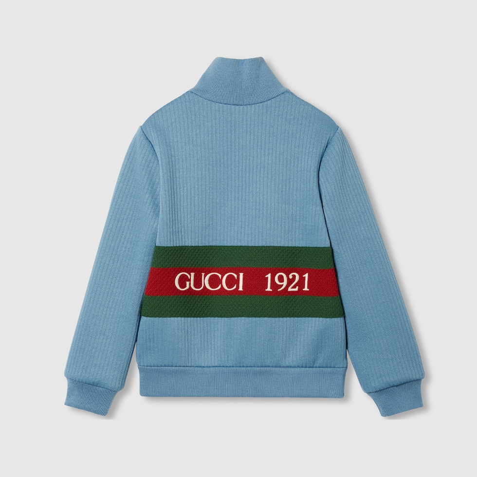 人気アイテムランキング Children's jersey zip jacket in blue | GUCCI® US ジャケット・アウター
