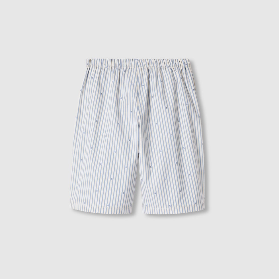 ショーツ OFF-WHITE COTTON AND VISCOSE STRIPED PATTERN SHORTS Organic Cotton Striped Poplin Shorts | Gap