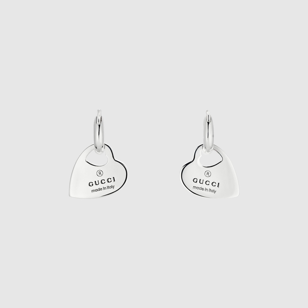 Trademark hoop earrings with pendant in 925 sterling silver | GUCCI 