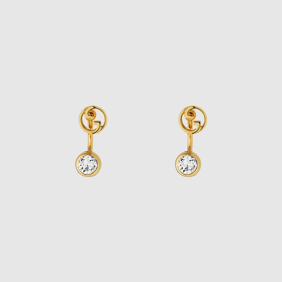 Gucci Blondie crystal earrings in yellow gold-toned metal