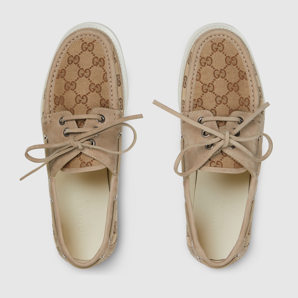 Mocassins a lacets en toile Original GG pour homme en toile beige et ebene GUCCI Canada