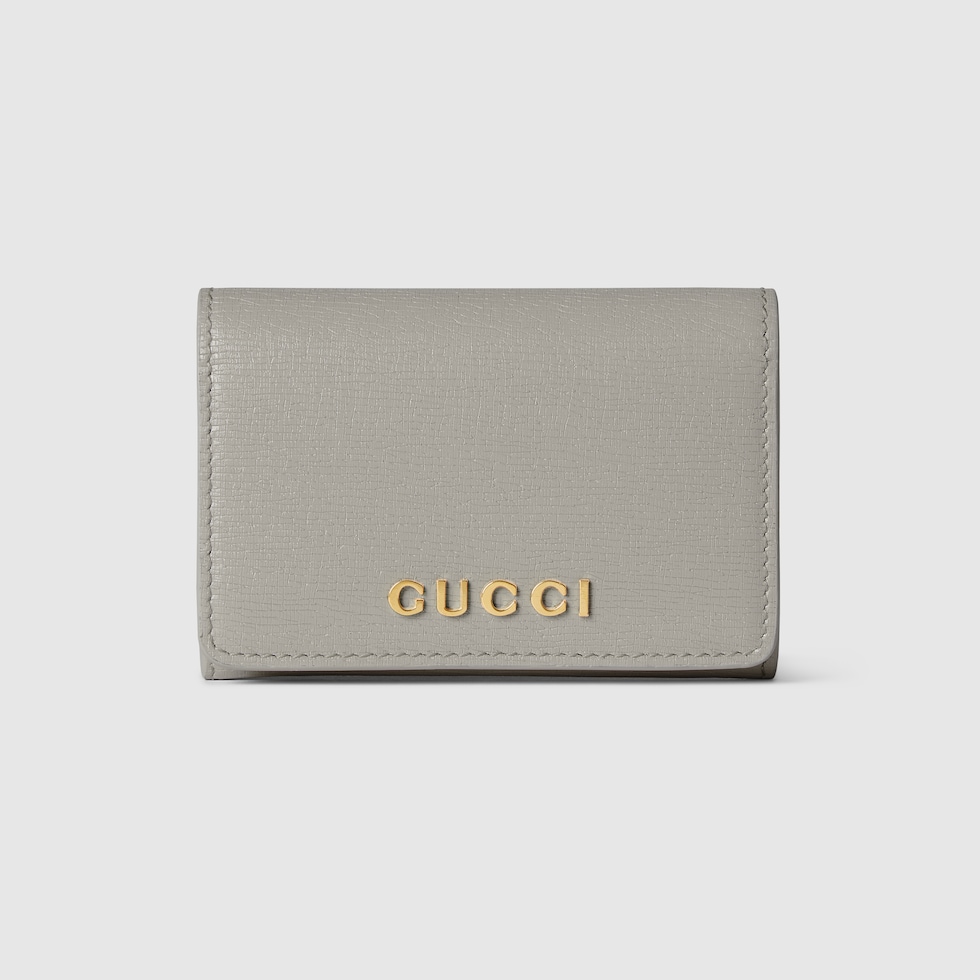 GUCCI スクリプト カードケースライトグレー レザー | GUCCI® JP