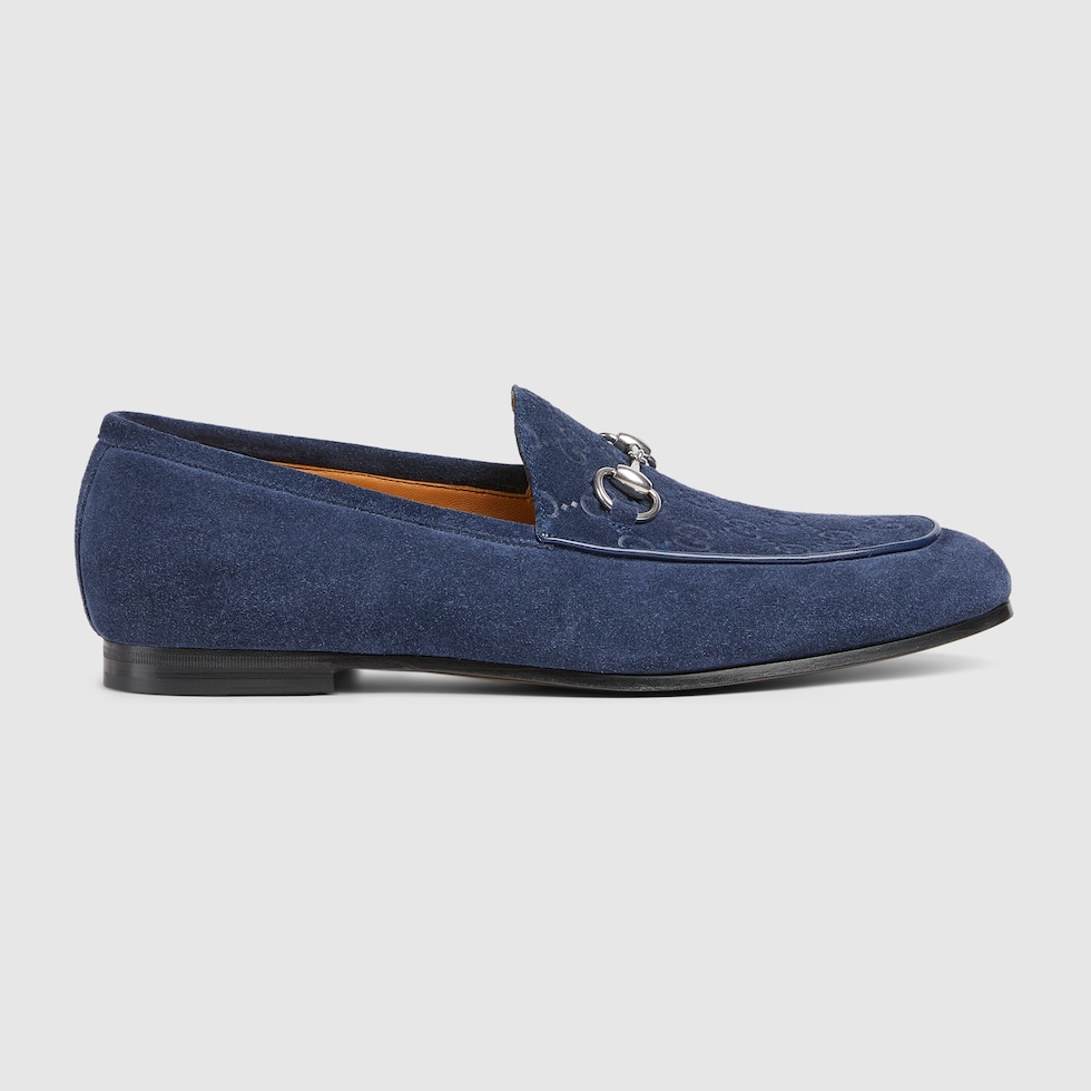 Gucci blue horsebit loafer top