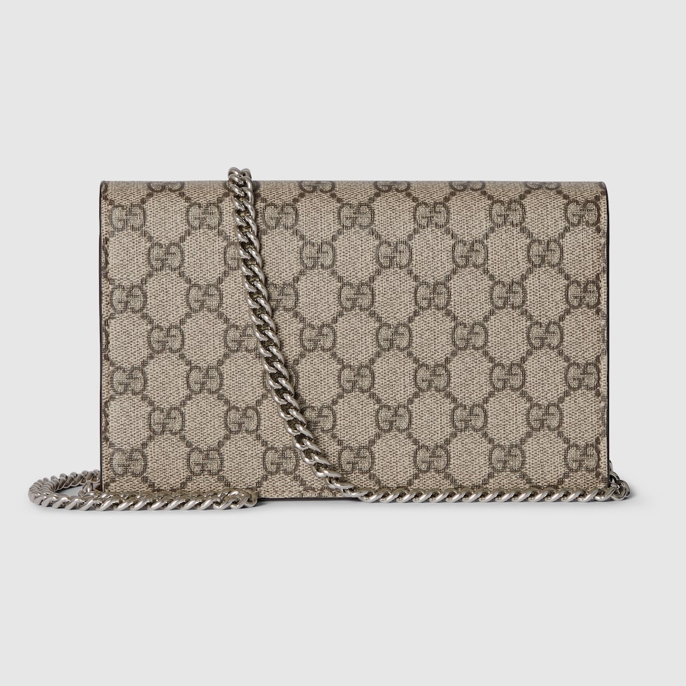 GG Marmont chain wallet in ebony Supreme light beige GUCCI Canada