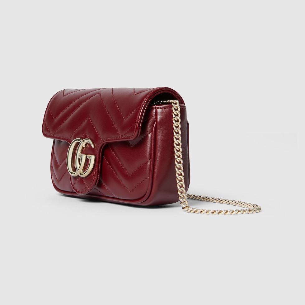 Super mini borsa GG Marmont in pelle Rosso Ancora GUCCI Italia