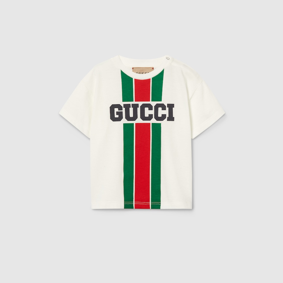 GUCCI ベビー Tシャツ 80 Baby T-shirt with Gucci logo in white cotton | GUCCI® US