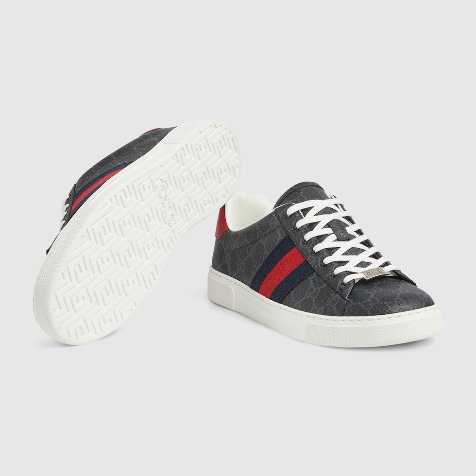 Men's Gucci Ace sneaker with Web in black GG Supreme canvas | GUCCI® US