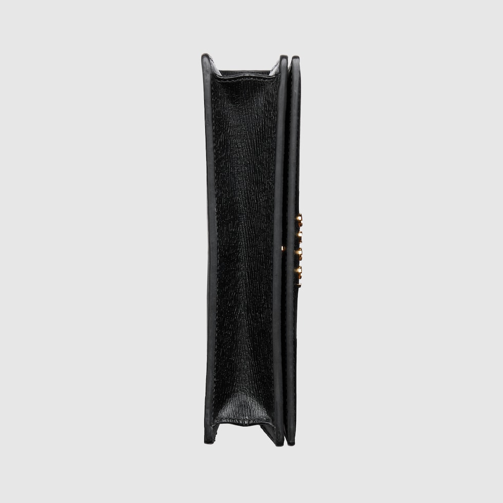 Wallet on chain in black leather | GUCCI® US