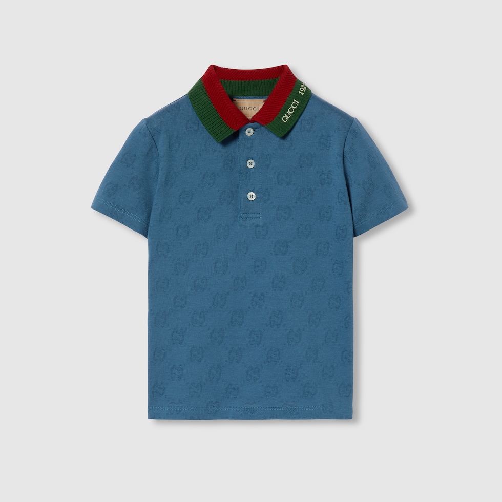 GUCCI Kids GG Jersey Polo Shirt Size 10 Blue