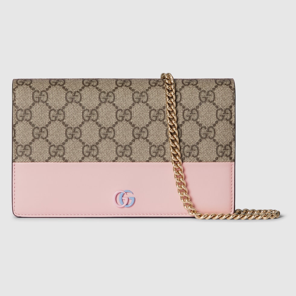 GUCCI Bamboo Envelope Card shops Check Wallet Leather Canvas Clutch Bifold Large Pink