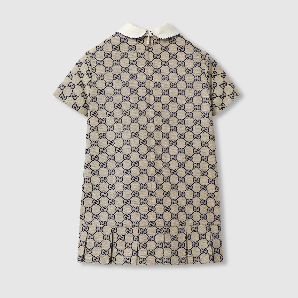 チルドレンズ〕GGキャンバス ドレスベージュ＆ブルー | GUCCI公式
