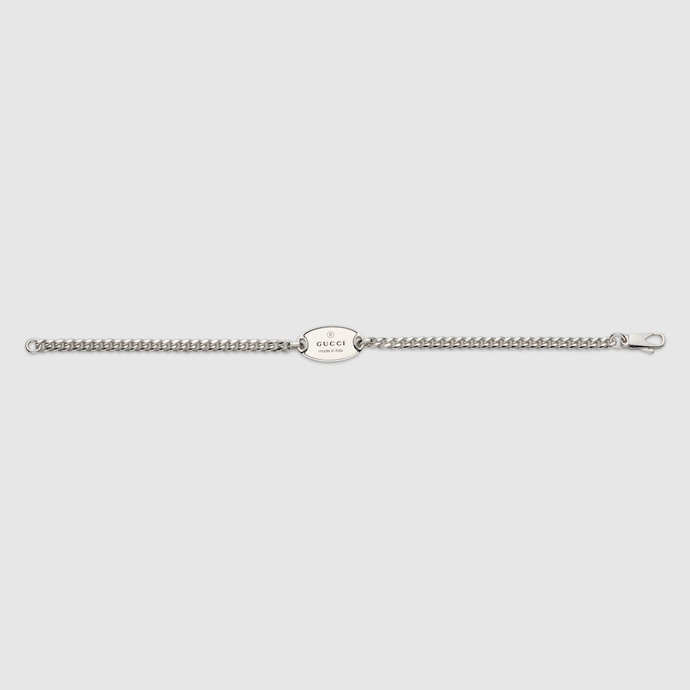 Trademark chain bracelet with tag in 925 sterling silver | GUCCI® US