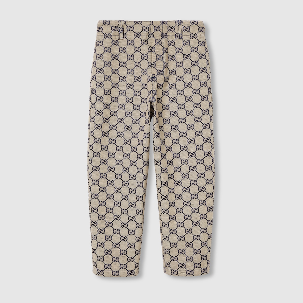 Children's GG canvas pant in beige and blue | GUCCI® UK