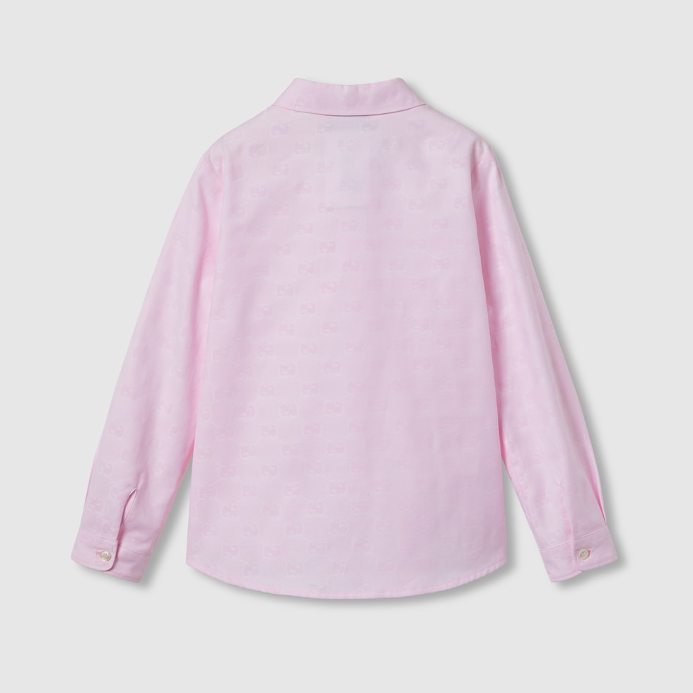 Camicia bambino in cotone Oxford con motivo GG in rosa GUCCI Italia