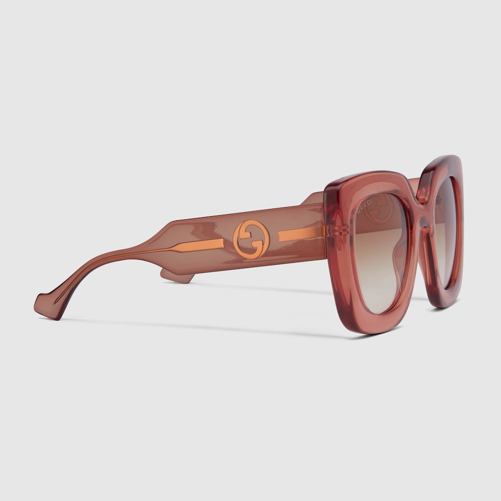 Square frame sunglasses in light brown | GUCCI® GR