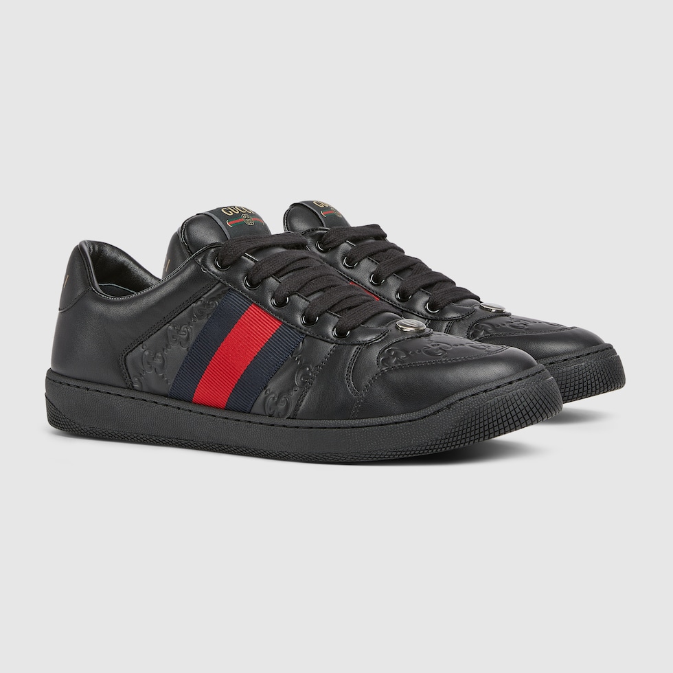 Baskets Screener pour homme en cuir noir GUCCI Canada