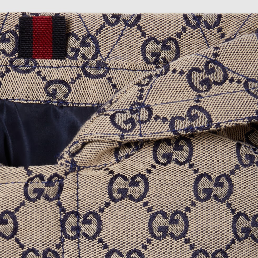 Baby GG canvas hooded zip jacket in beige and blue | GUCCI® US