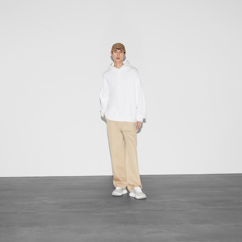 Cotton jersey hooded sweatshirt in white | GUCCI® US
