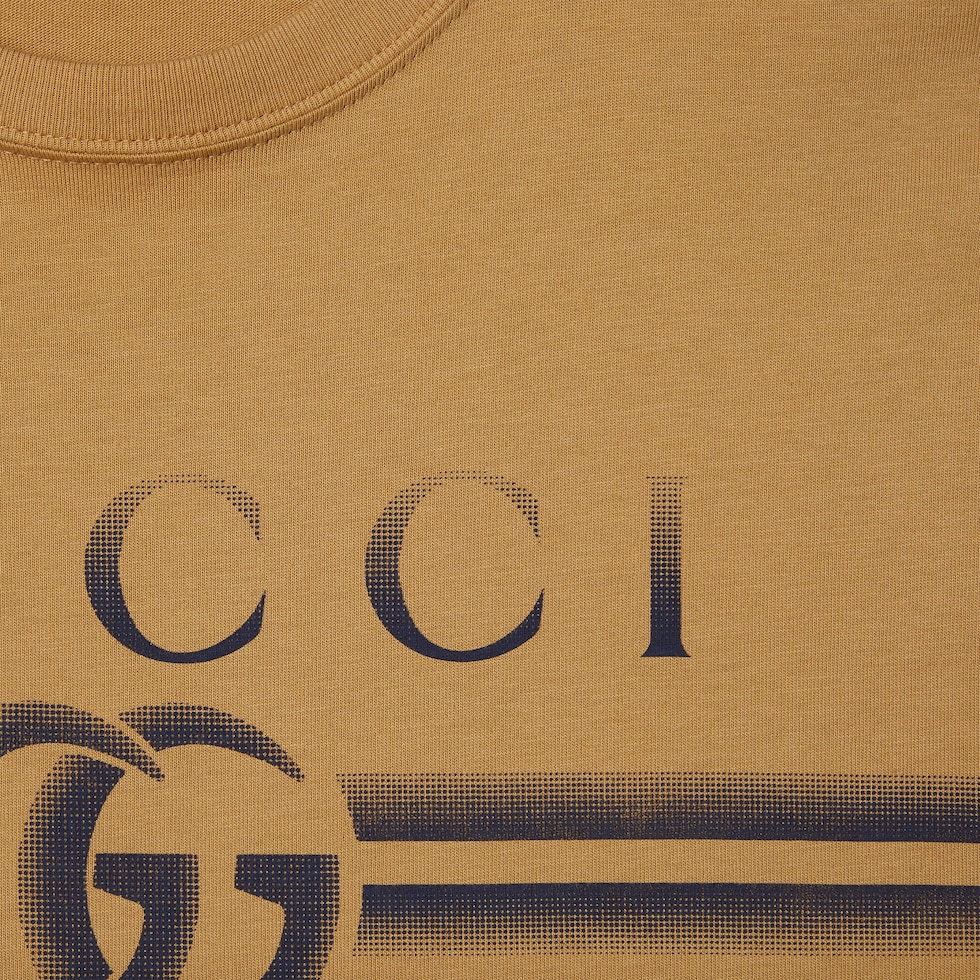 【送料&関税込】Gucci Beige Cotton Oversize T-shirt Cotton jersey T-shirt with Gucci print in grey | GUCCI® NL