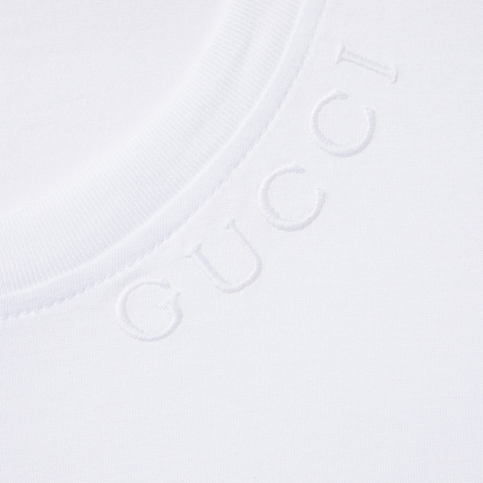 『グッド TEE 白 L』 Embroidered cotton jersey T-shirt in white | GUCCI® US