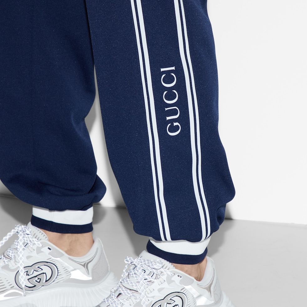 Technical jersey jogging pant in midnight blue | GUCCI® US