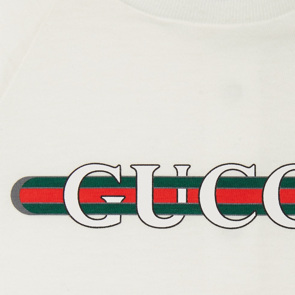 Baby cotton two-piece gift set in white | GUCCI® ZA