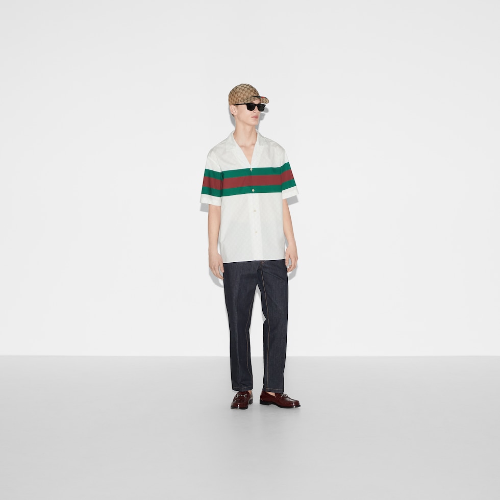 GG cotton shirt with Web in white | GUCCI® US