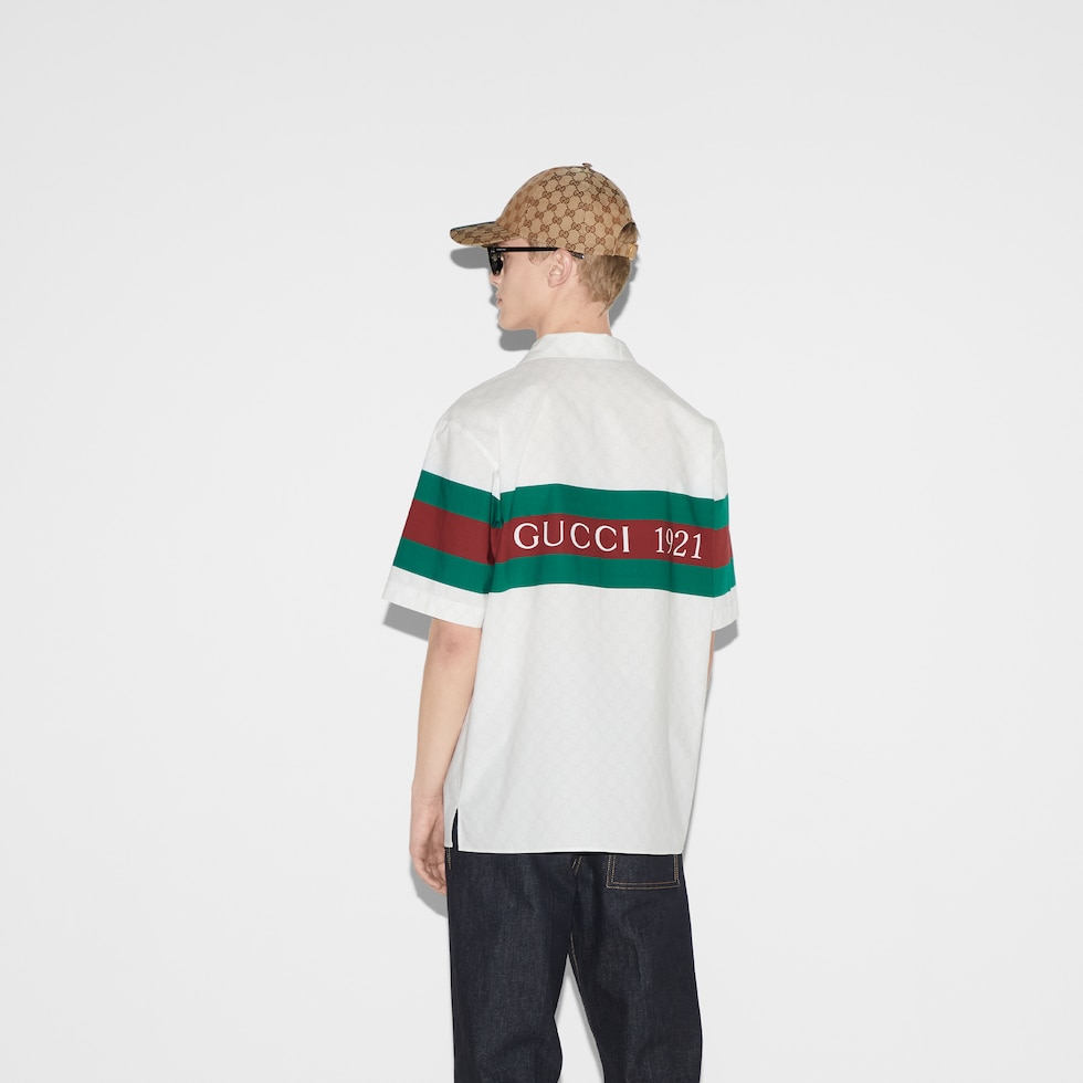 GG cotton shirt with Web in white | GUCCI® US