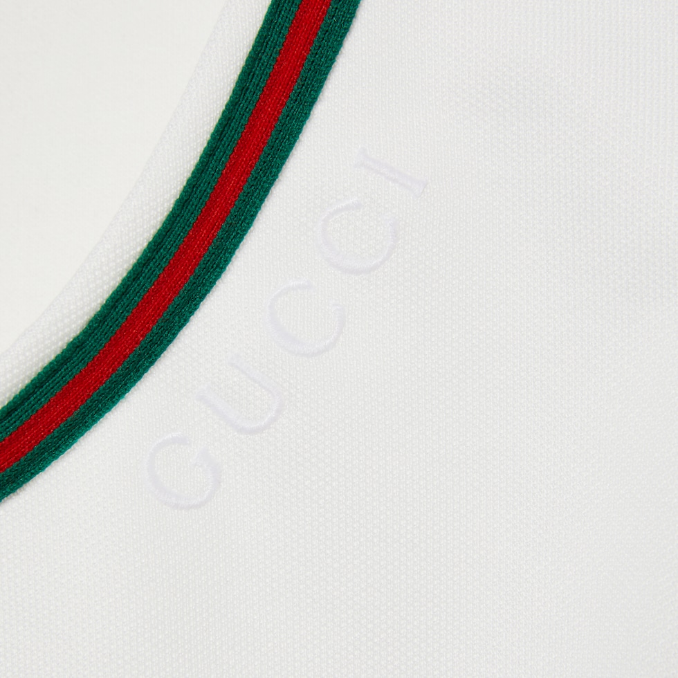 Short technical jersey dress with Web in off white GUCCI AE