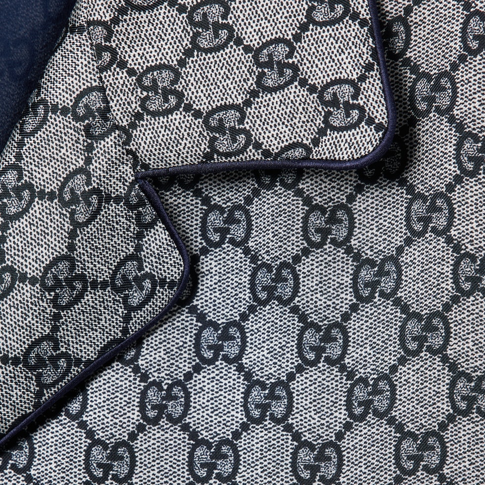 GG silk twill shirt in blue and white | GUCCI® US