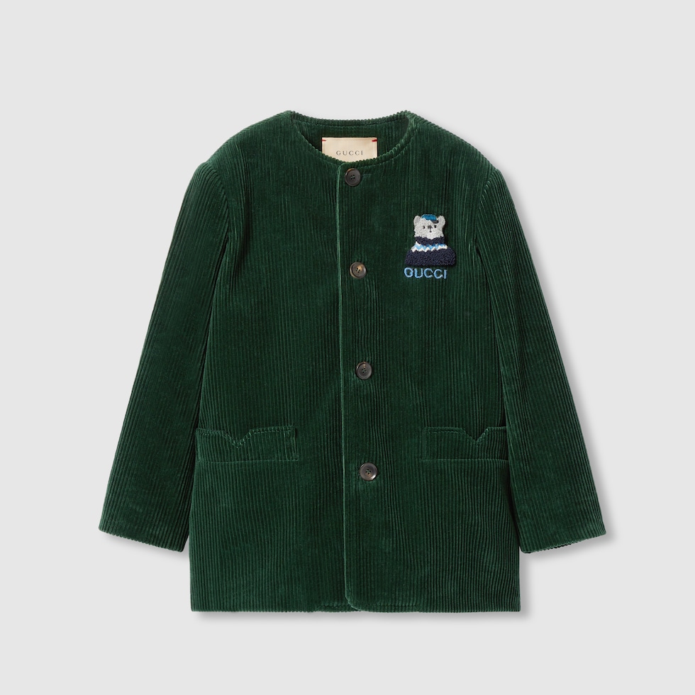 Children s cotton corduroy jacket in dark green GUCCI TH