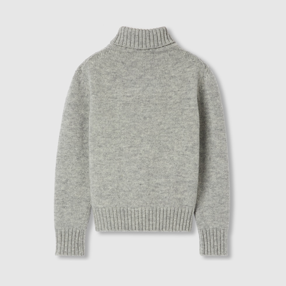 Children's turtleneck wool top in grey | GUCCI® US