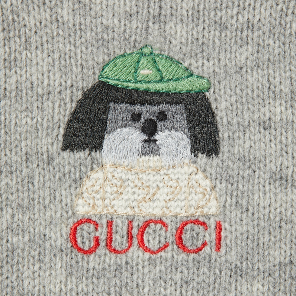 Children's turtleneck wool top in grey | GUCCI® US