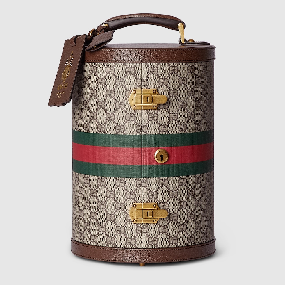 Gucci Savoy watch case in beige and ebony GG Supreme | GUCCI® SI