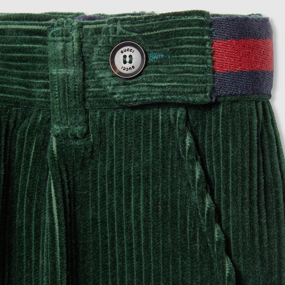 Children's cotton corduroy pant in dark green | GUCCI® US