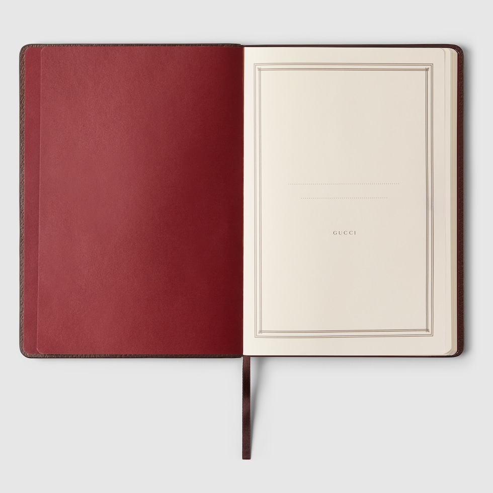 Large GG notebook with Double G in beige and ebony GG