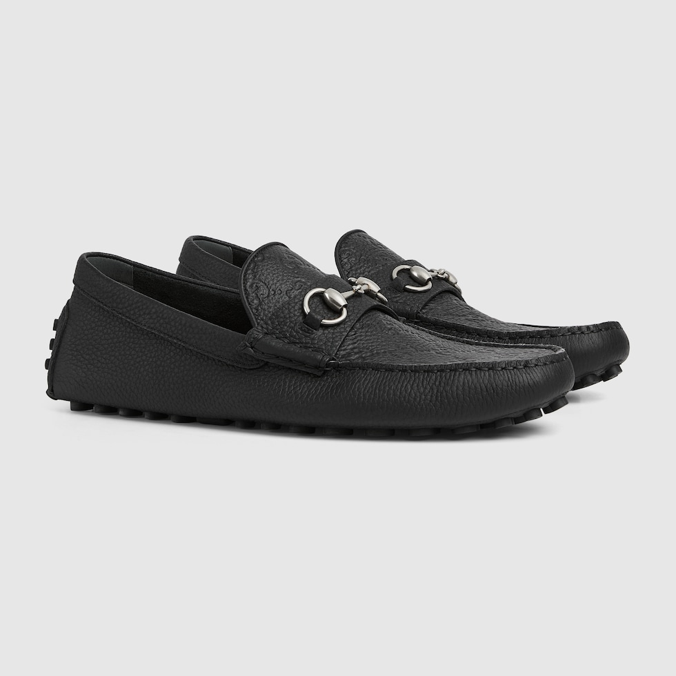 グッチ GUCCI ホースビット ラバードライビングシューズ 黒 5 約24cm ホースビット付き メンズ ドライビングシューズブラック GG