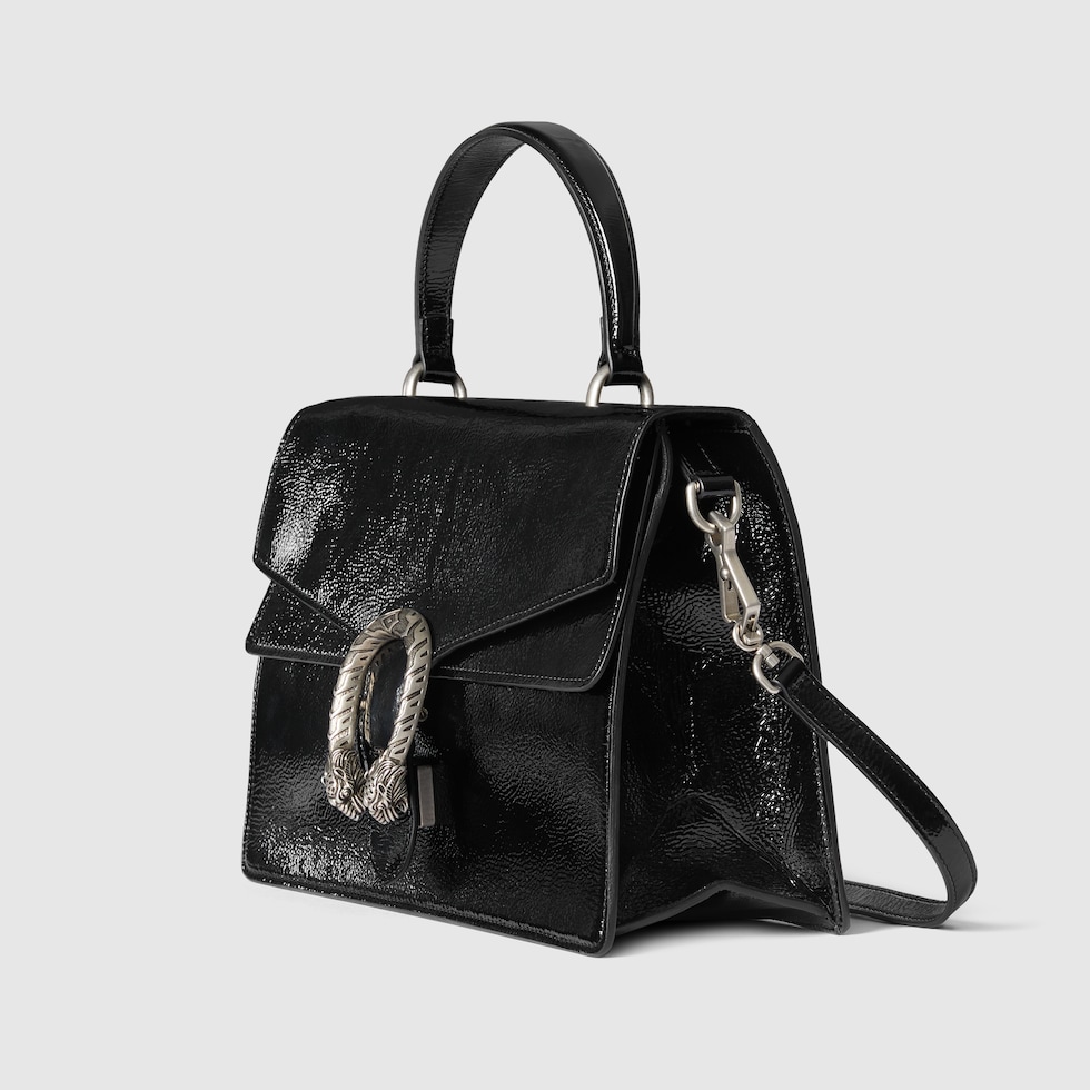 GUCCI Dionysus Medium Top Handle Bag Black Leather