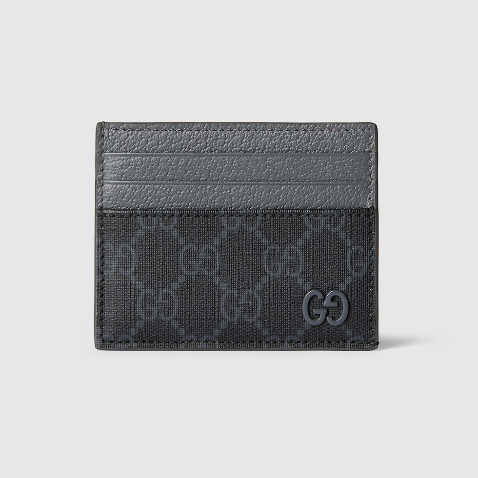 Grey trim GG card case in black GG Supreme | GUCCI® US