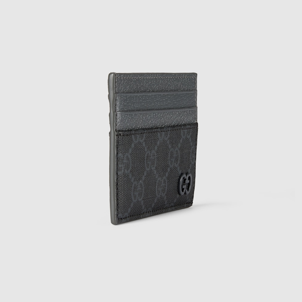 Bi-color card case with GG detail in black GG Supreme | GUCCI® US