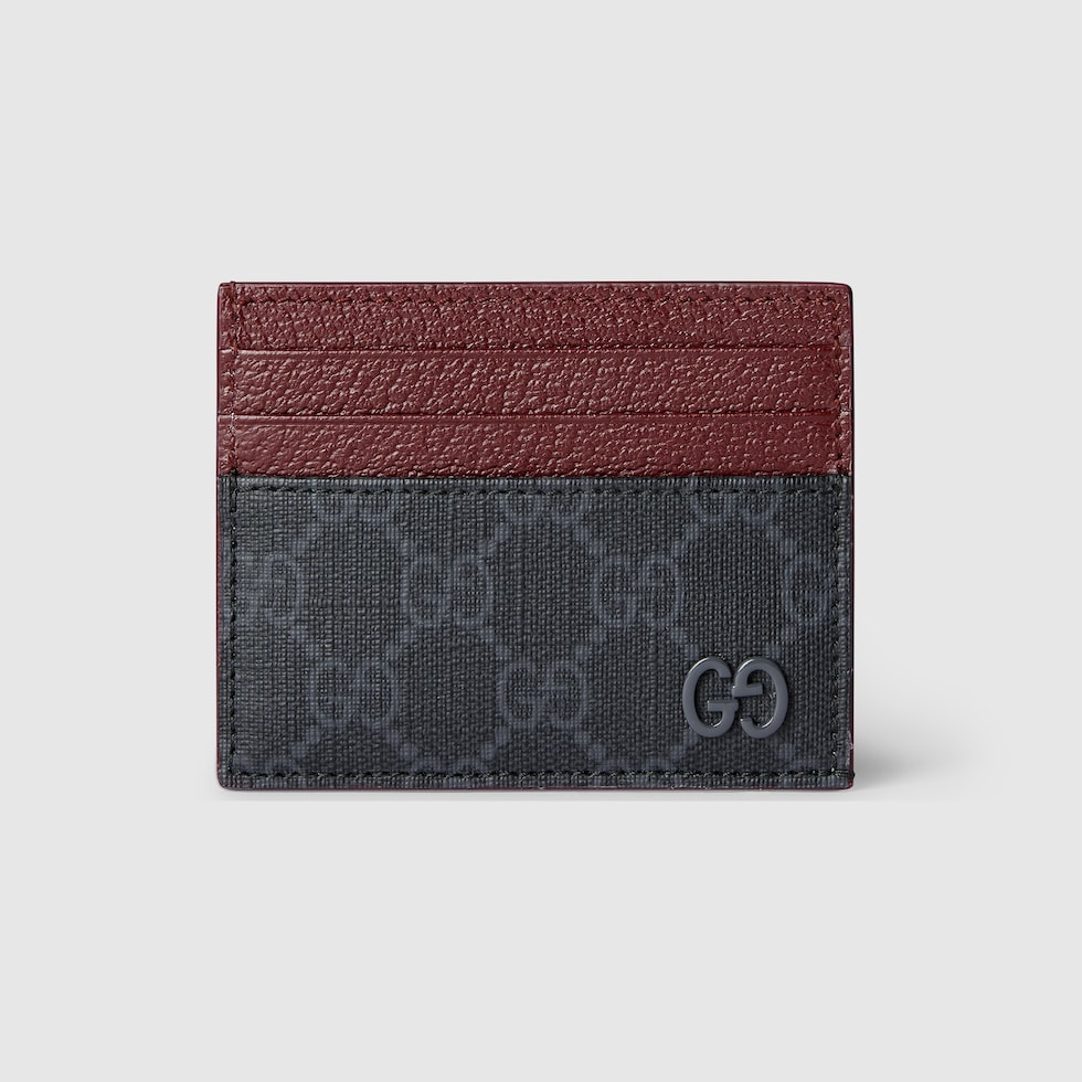 Bi-color GG card case in black GG Supreme | GUCCI® GR