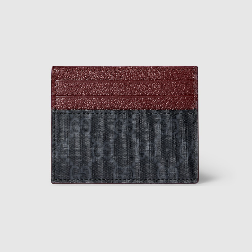 Bi-color GG card case in black GG Supreme | GUCCI® GR