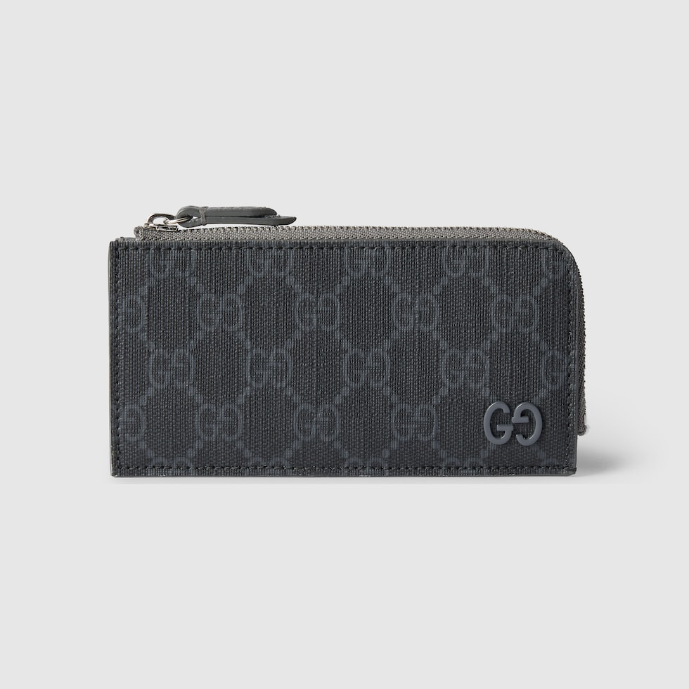 GUCCI ジップケース Grey trim GG zip card case in black GG Supreme | GUCCI® SI