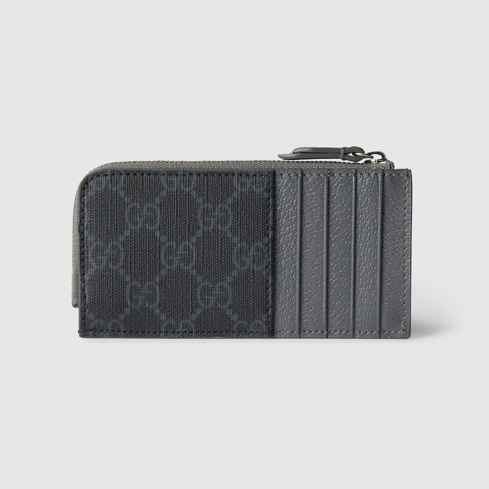 GUCCI ジップケース Grey trim GG zip card case in black GG Supreme | GUCCI® SI